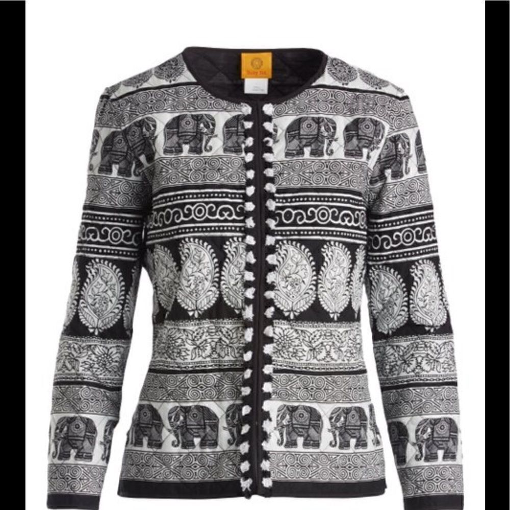 Ruby Rd. B&W Striped Elephant Quilted Jacket Sz 4P